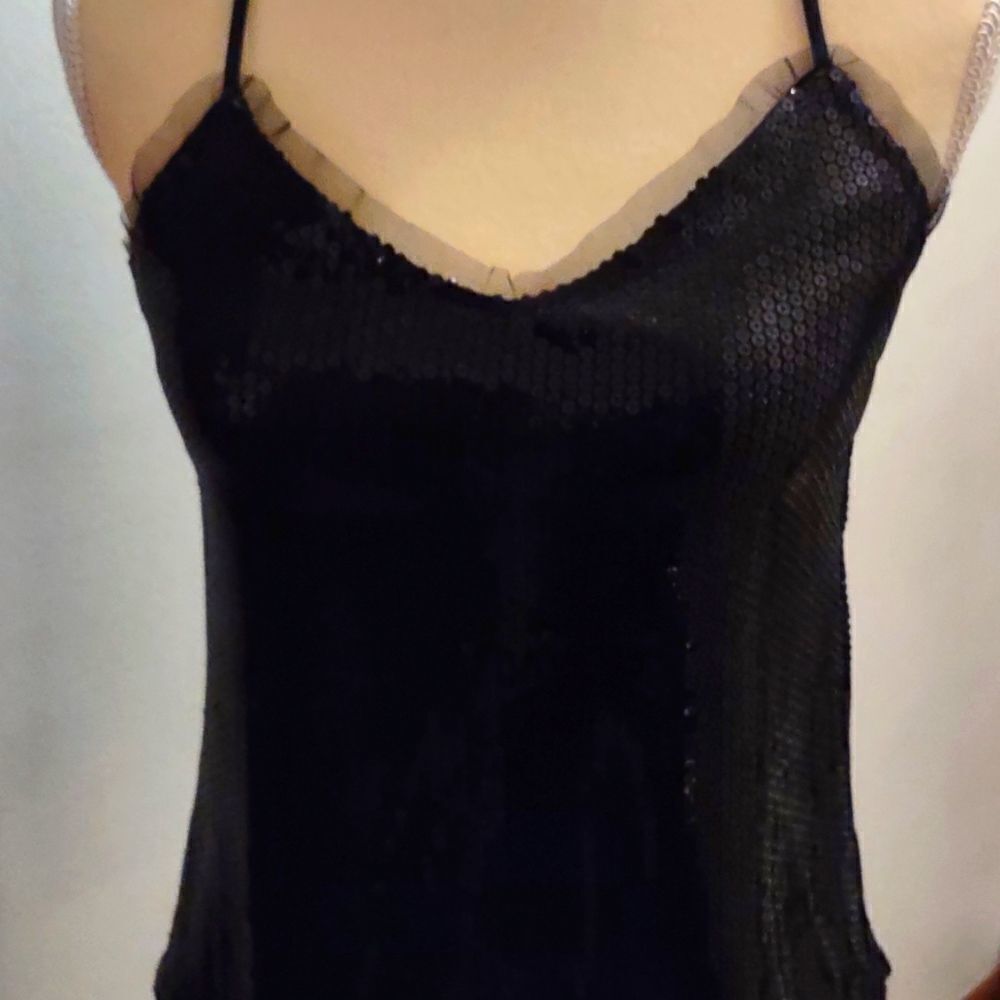New Olsenboye Women's Size S lined‎ black sequined evening party camisole tank